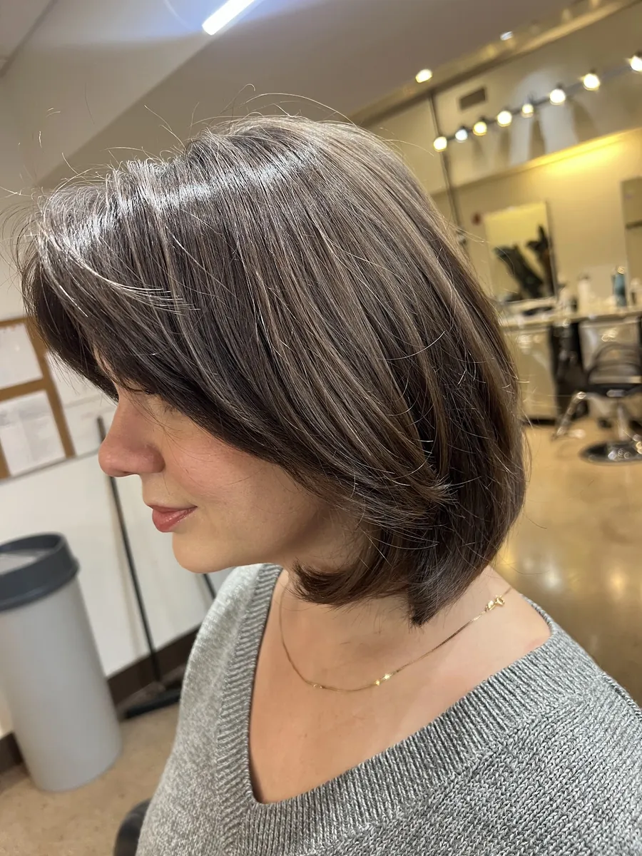 Bob cut with highlights at Infinity Salon